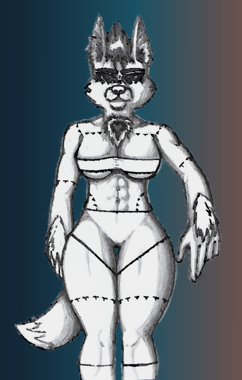 1girl abs female_only furry wolf