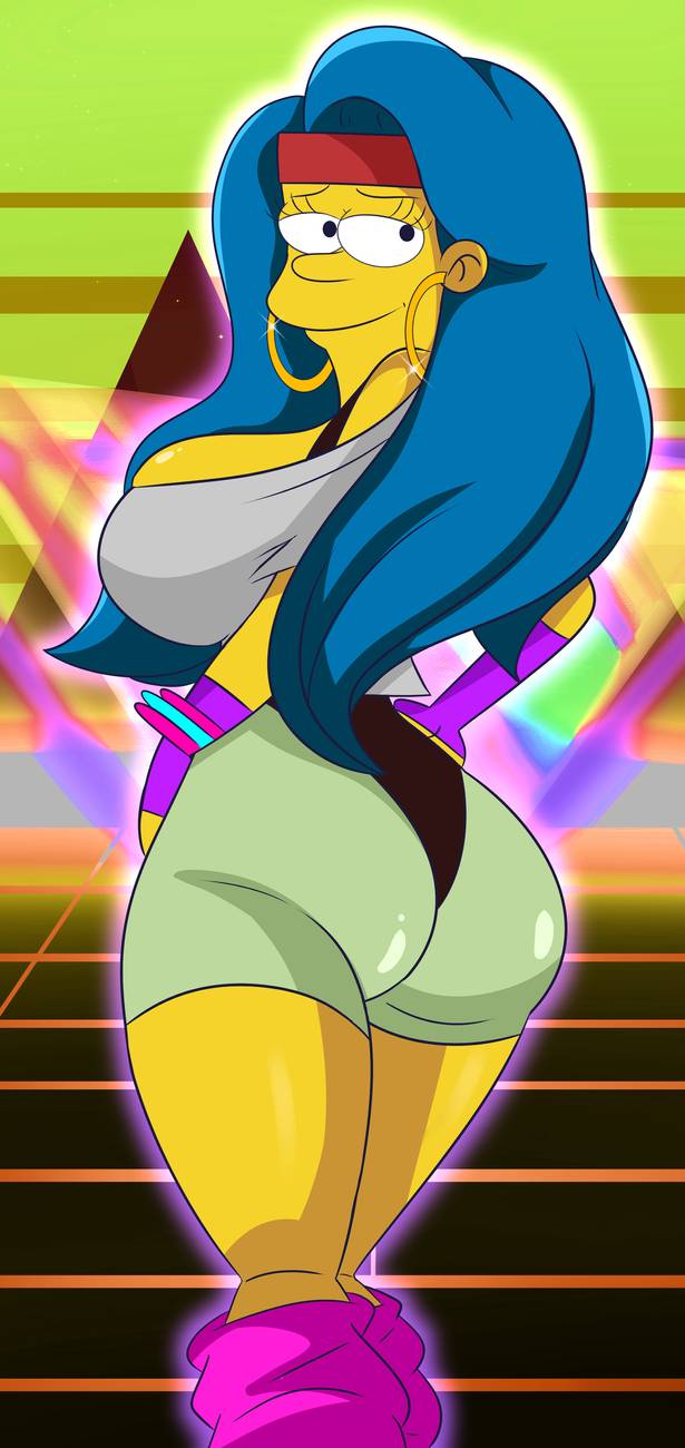 ass big_breasts hair_down hot_pants marge_simpson the_simpsons thighs