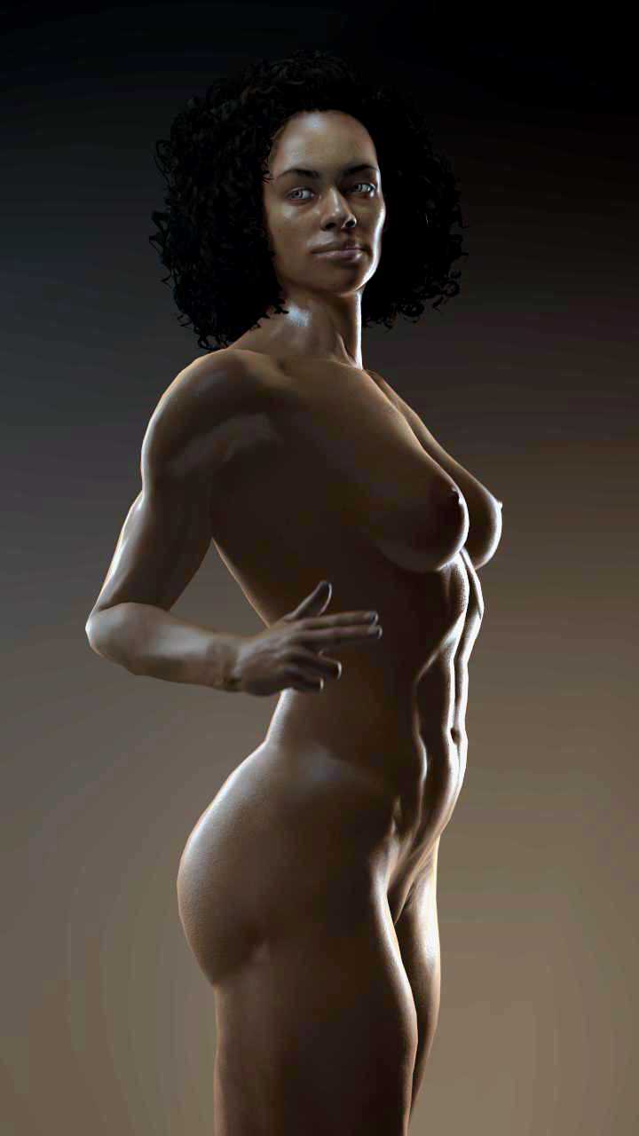 1girl 3d abs afro altered areola athletic breasts dark_skin female_only medium_breasts nadine_ross nipples nose nude sfmporn_(artist) source_filmmaker thick_lips uncharted