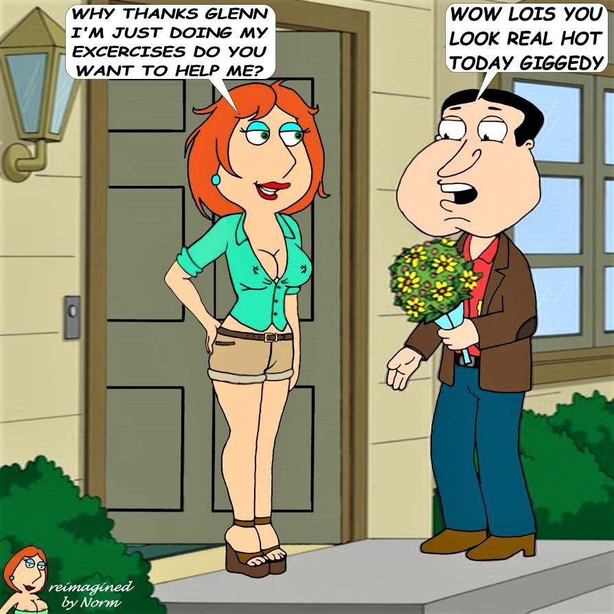 blouse breasts erect_nipples family_guy glenn_quagmire lois_griffin normal9648 shorts thighs