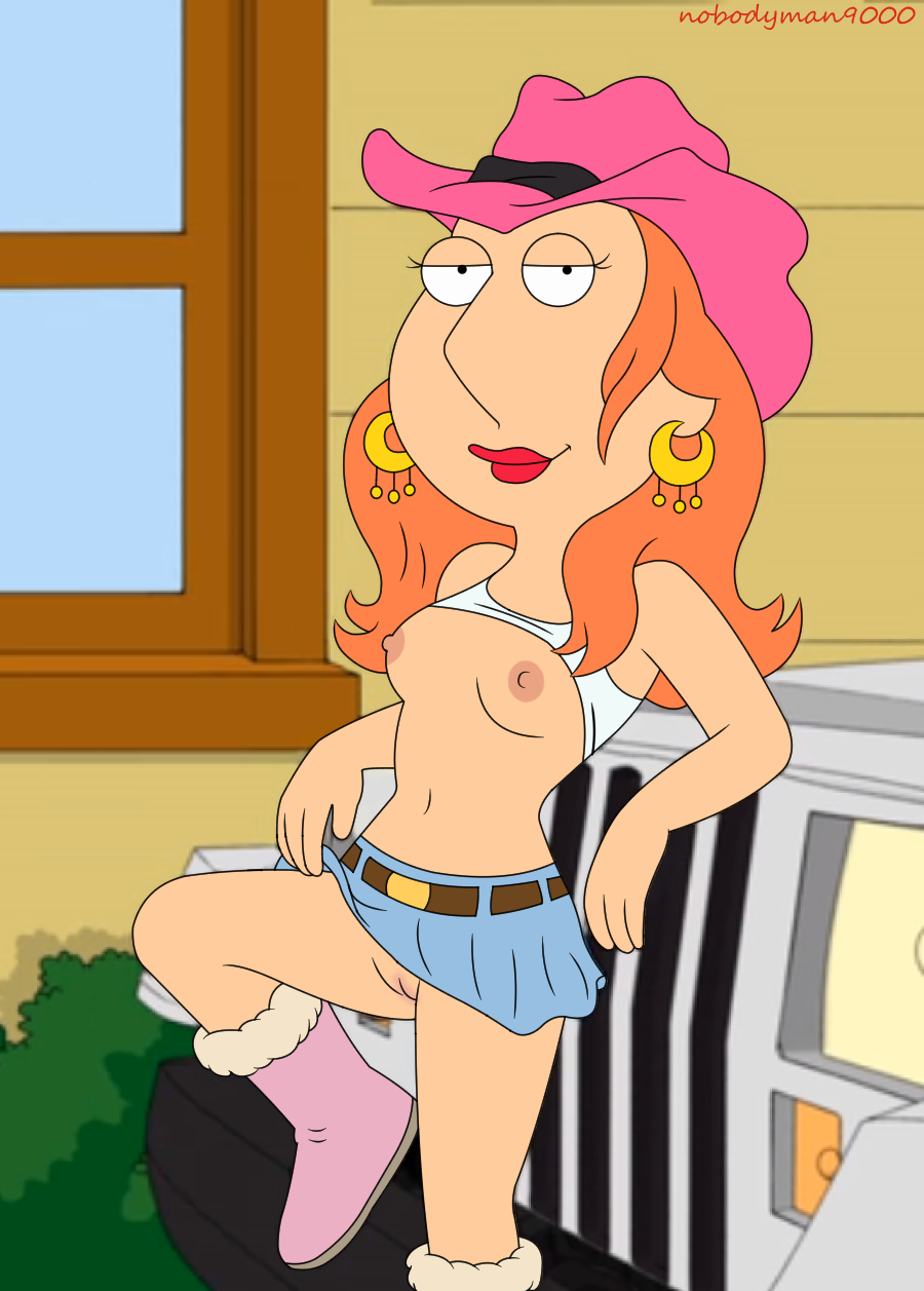boots bottomless breasts family_guy lois_griffin miniskirt nipples no_bra no_panties shaved_pussy topless