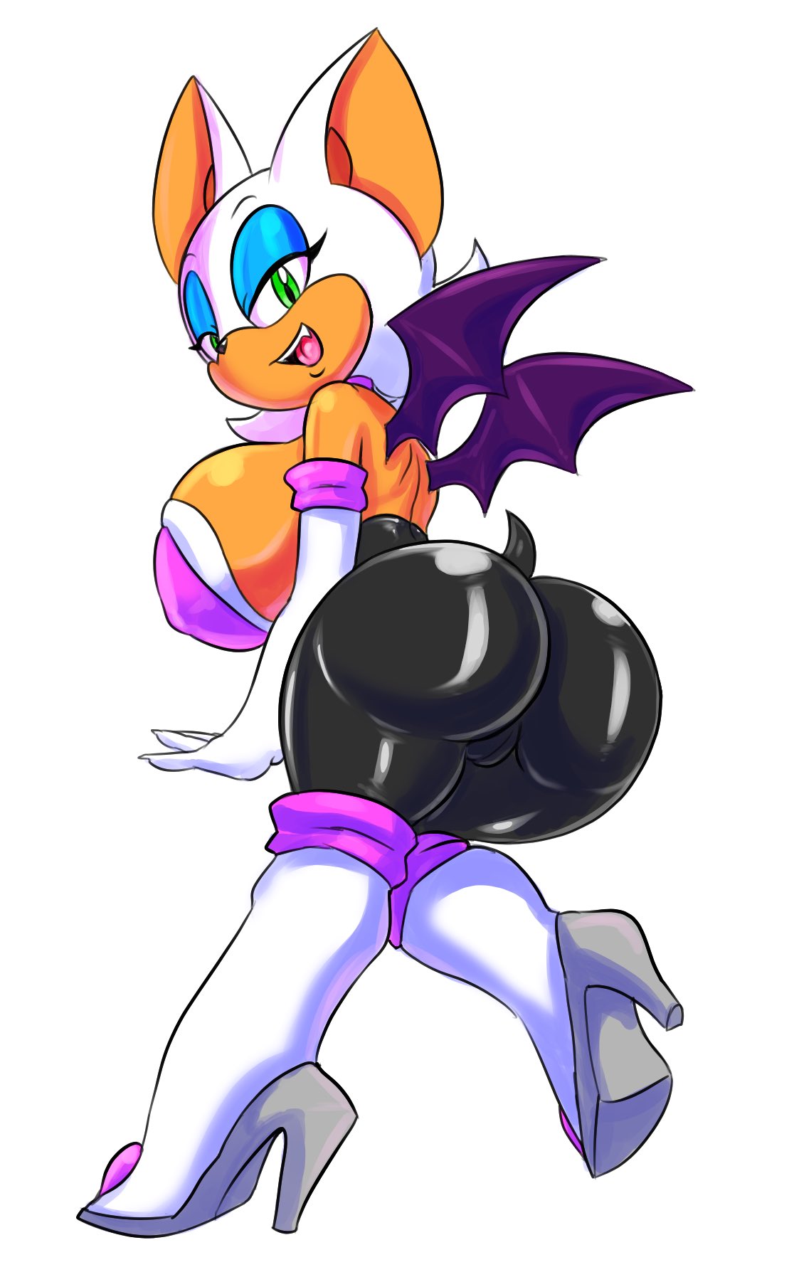 1girl 1girl ass big_ass breasts female_only huge_breasts looking_at_viewer rouge_the_bat sega