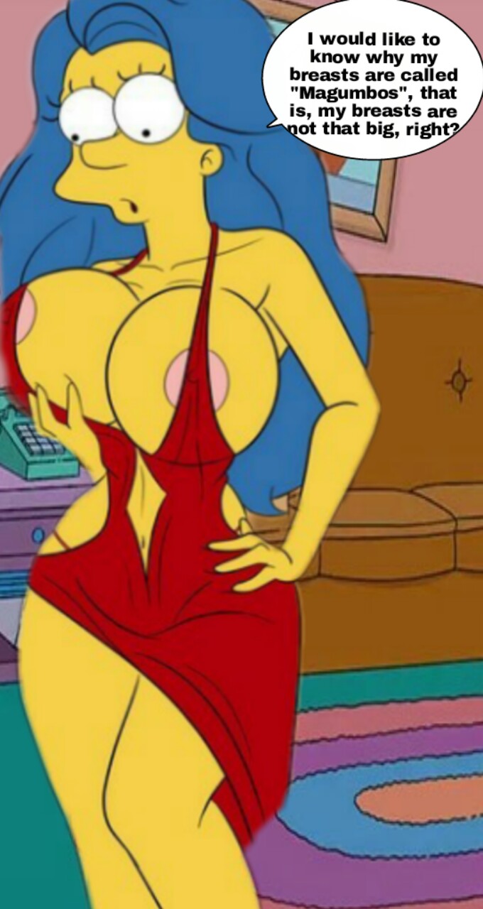 Xbooru - big breasts croc (artist) edit huge breasts marge simpson milf  nipples text the simpsons yellow skin | 804119