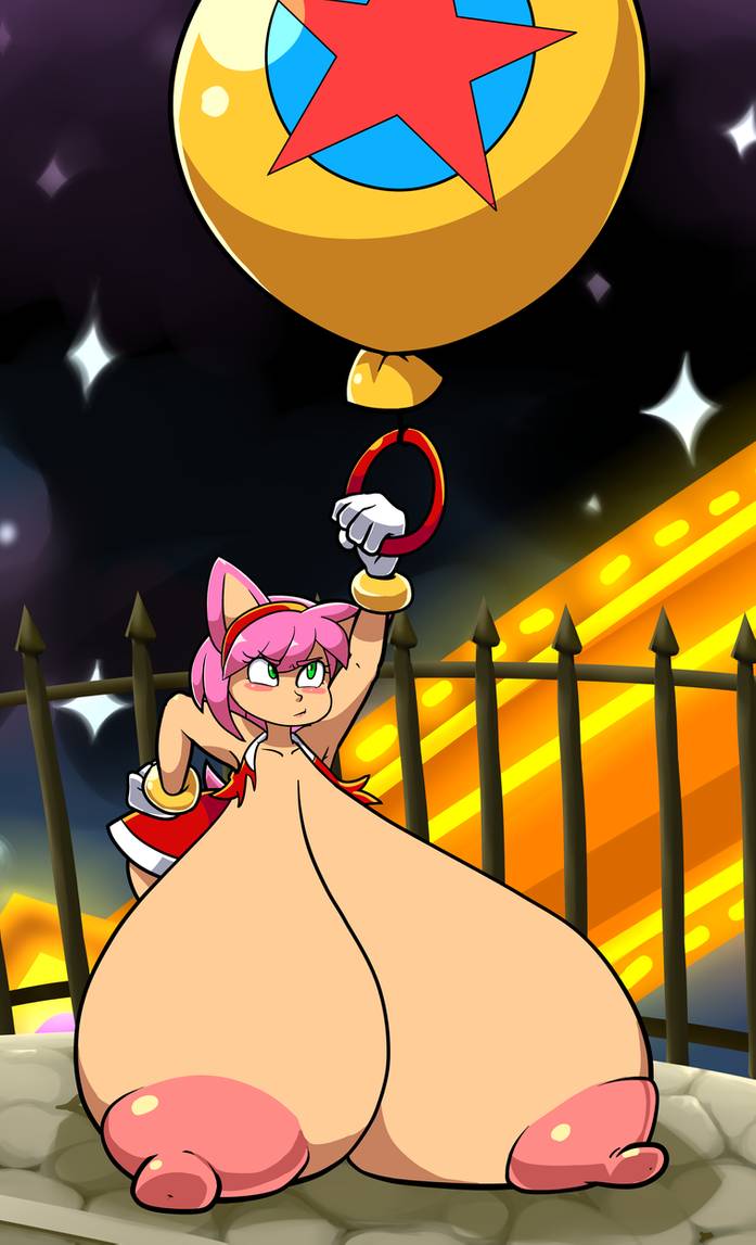 1girl amy_rose breast_expansion female_only huge_breasts humanized sega