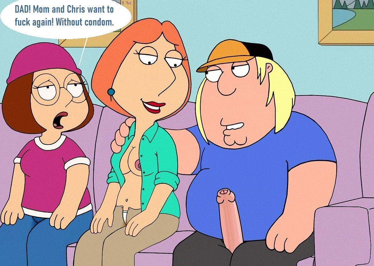 breasts chris_griffin erect_penis family_guy horny imminent_incest imminent_sex lois_griffin meg_griffin no_bra open_shirt penis uso_(artist)