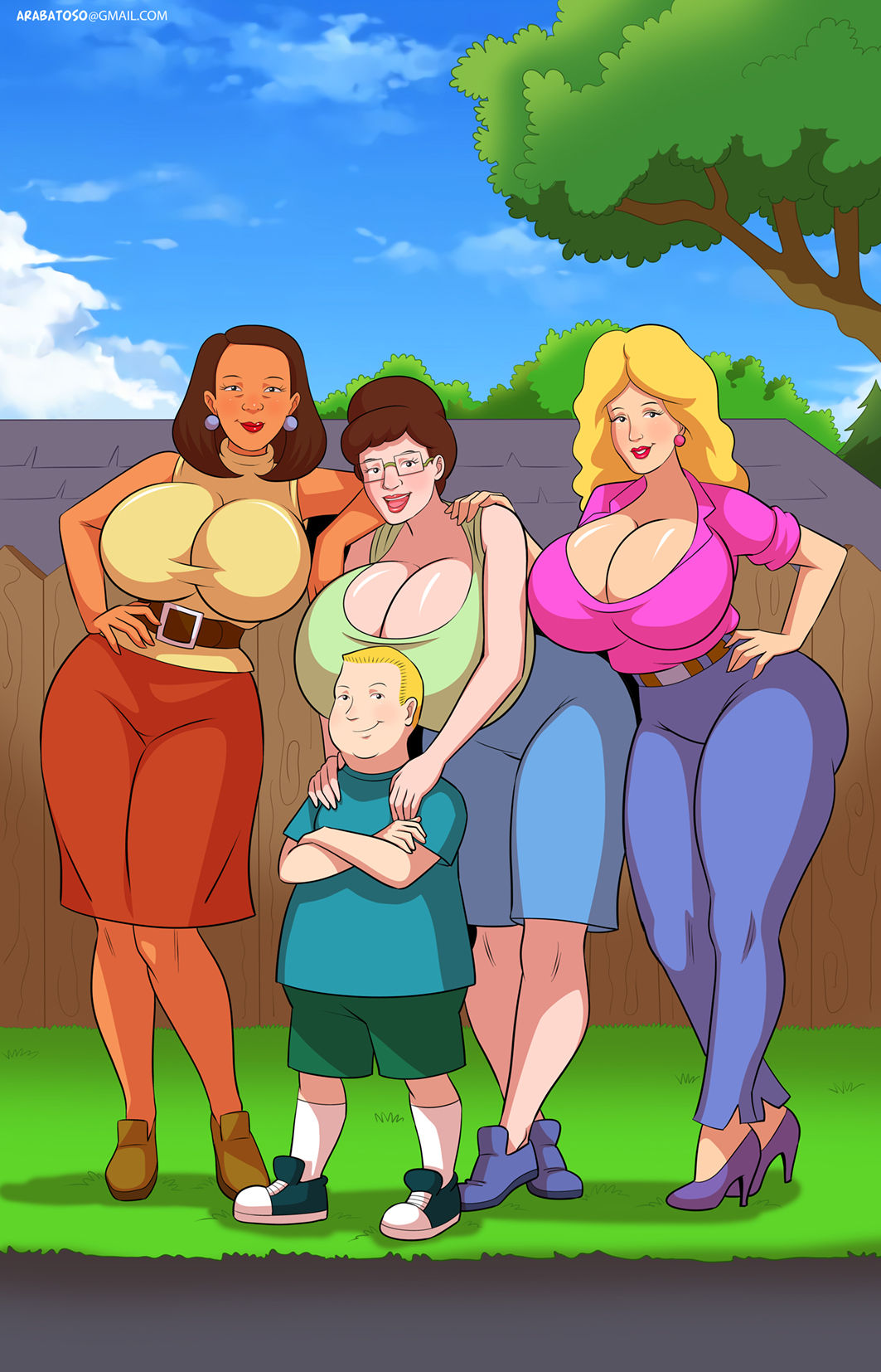 arabatoso_(artist) bobby_hill huge_breasts king_of_the_hill leggings minh_souphanousinphone nancy_hicks_gribble peggy_hill