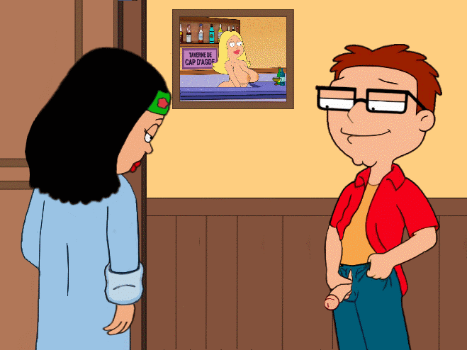 american_dad brother_and_sister erect_nipples erecting_nipples getting_erect gif guido_l hayley_smith imminent_sex long_nipples robe semi_boner smile standing steve_smith