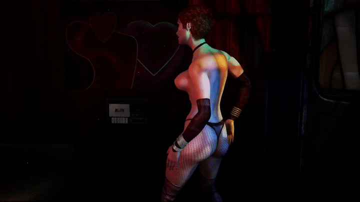 1boy 1boy1girl 1girl 3d arm_sleeves artyom ass bent_over bubble_ass bubble_butt curvaceous curves curvy dancing dat_ass faceless_female fishnet fishnet_legwear fishnet_stockings fishnets gif hips leg_grab looking_up male_pov metro_last_light muscle_tone pale_skin partially_clothed pov presenting presenting_hindquarters red_hair redhead thighs thong topless voluptuous wide_hips
