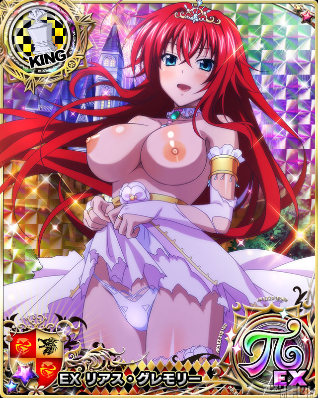 1girl blush breasts female female_only high_school_dxd long_hair long_red_hair looking_at_viewer no_bra panties partially_clothed red_hair redhead rias_gremory skirt skirt_lift skirt_lifted_by_self solo tagme topless