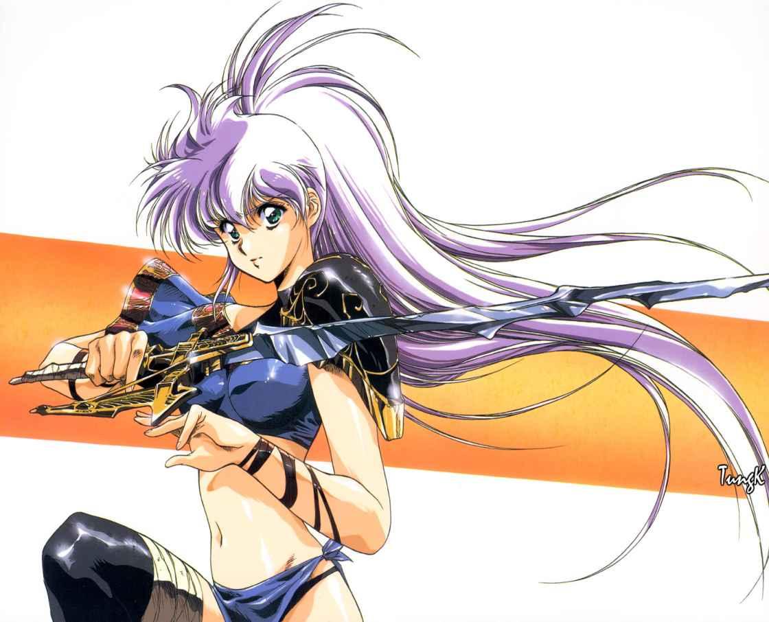 legend_of_lemnear lemnear long_hair long_purple_hair midriff not_porn purple_hair satoshi_urushihara sword