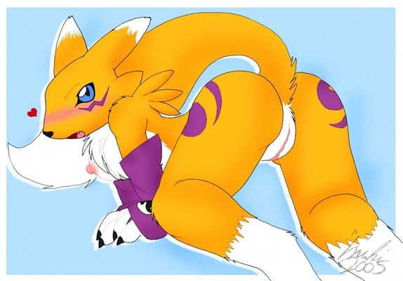 1_anthro 1_female 1_female_anthro 1girl 2005 3_fingers all_fours anthro anthro_canine anthro_fox anthro_vixen arm_warmers artist_name artist_request blue_eyes blush breasts canine detached_sleeves digimon female female_anthro female_anthro_fox female_renamon fox fur furry heart looking_at_viewer medium_breasts nipple nude presenting pussy raised_tail renamon solo tail toei_animation vixen white_fur yellow_fur yin_yang