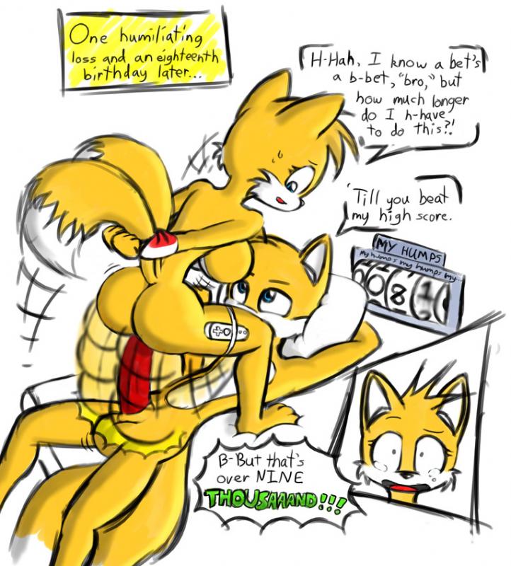 ass cowgirl_position genderswap girl_on_top meme miles_"tails"_prower millie_tailsko motion_blur motion_lines multiple_tails norithics rule_63 sega sonic tail text vaginal wiimote