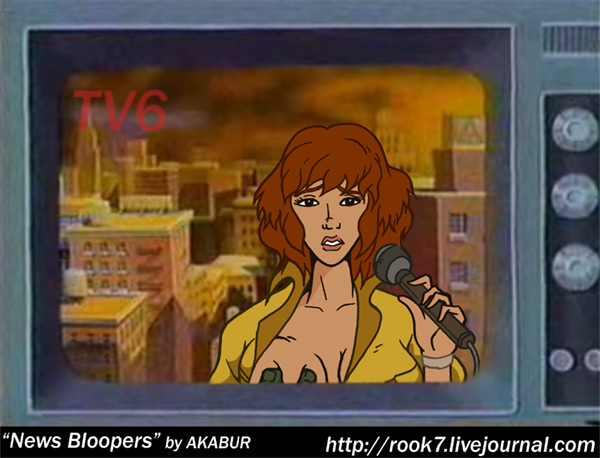 akabur april_o'neil breast_grab breasts cityscape grope lipstick microphone teenage_mutant_ninja_turtles television