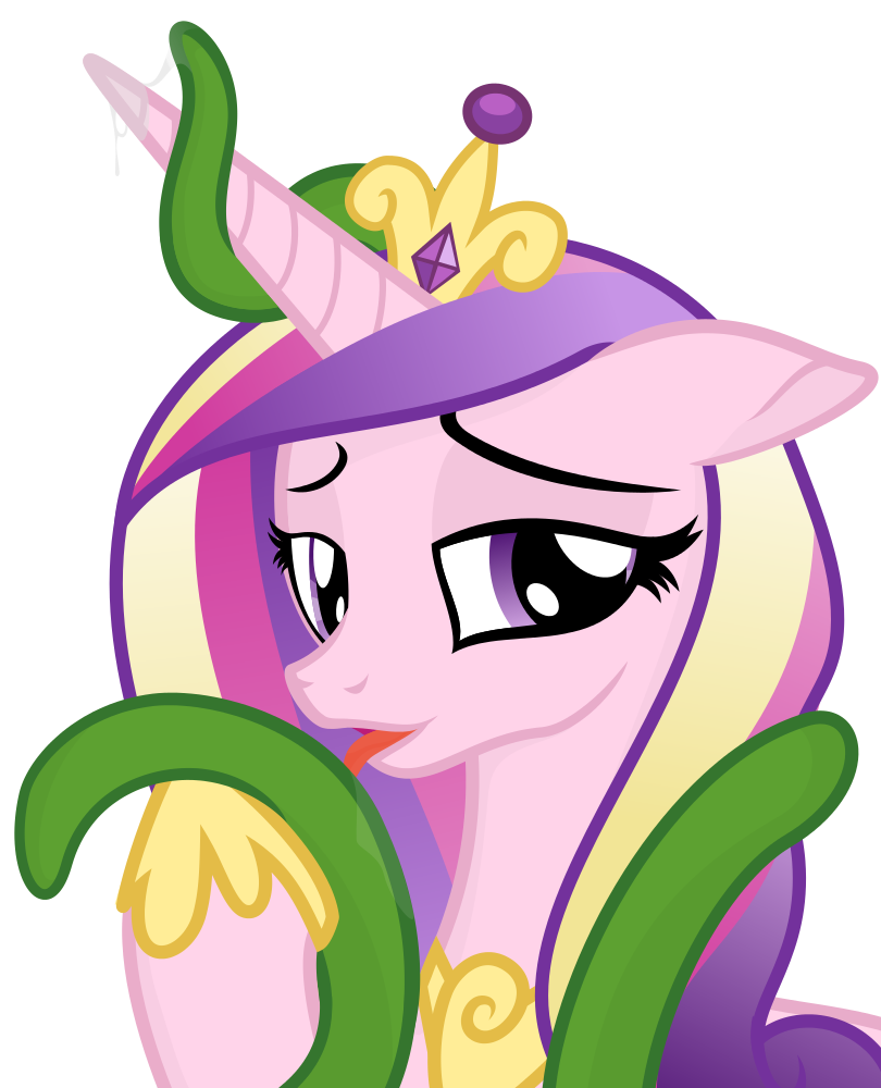 1girl alicorn ambiguous_fluids female female_only friendship_is_magic horn licking looking_at_viewer my_little_pony pony princess_cadance tentacles three-tone_hair transparent_background