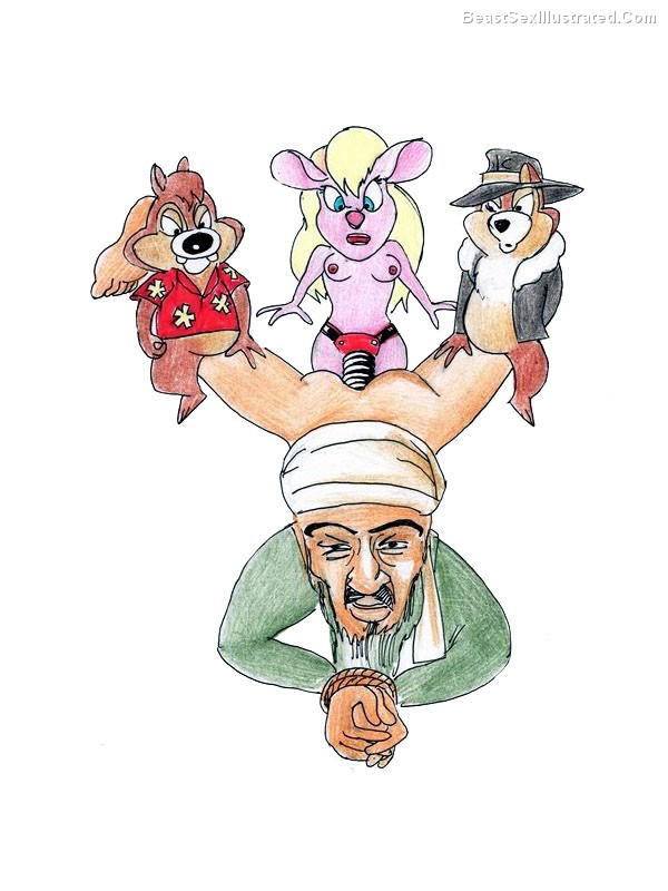 beastsexillustrated chip_'n_dale_rescue_rangers chip_(disney) chipmunk crossover dale_(disney) dildo disney furry gadget_hackwrench mouse osama_bin_laden penis rape strap-on vaginal