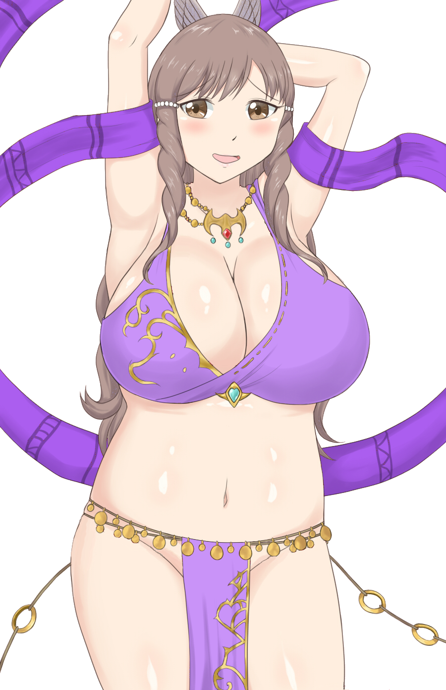 1girl beautiful big_breasts blush breasts brown_eyes brown_hair cleavage cosplay edit embarrassed exhibitionism fire_emblem fire_emblem:_awakening fire_emblem:_genealogy_of_the_holy_war fire_emblem_heroes fuckable hair_ornament hot huge_breasts insanely_hot jewelry lene_(fire_emblem) lene_(fire_emblem)_(cosplay) long_hair looking_at_viewer midriff milf navel necklace nice_body nintendo no_bra no_panties no_underwear open_mouth photoshop plump raigarasu revealing_clothes sexy smile sumia sumia_(fire_emblem) tagme thick_thighs thighs