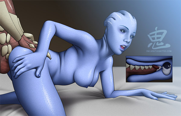 asari blue_skin catthouse female from_behind liara_t'soni mass_effect oni_(artist)