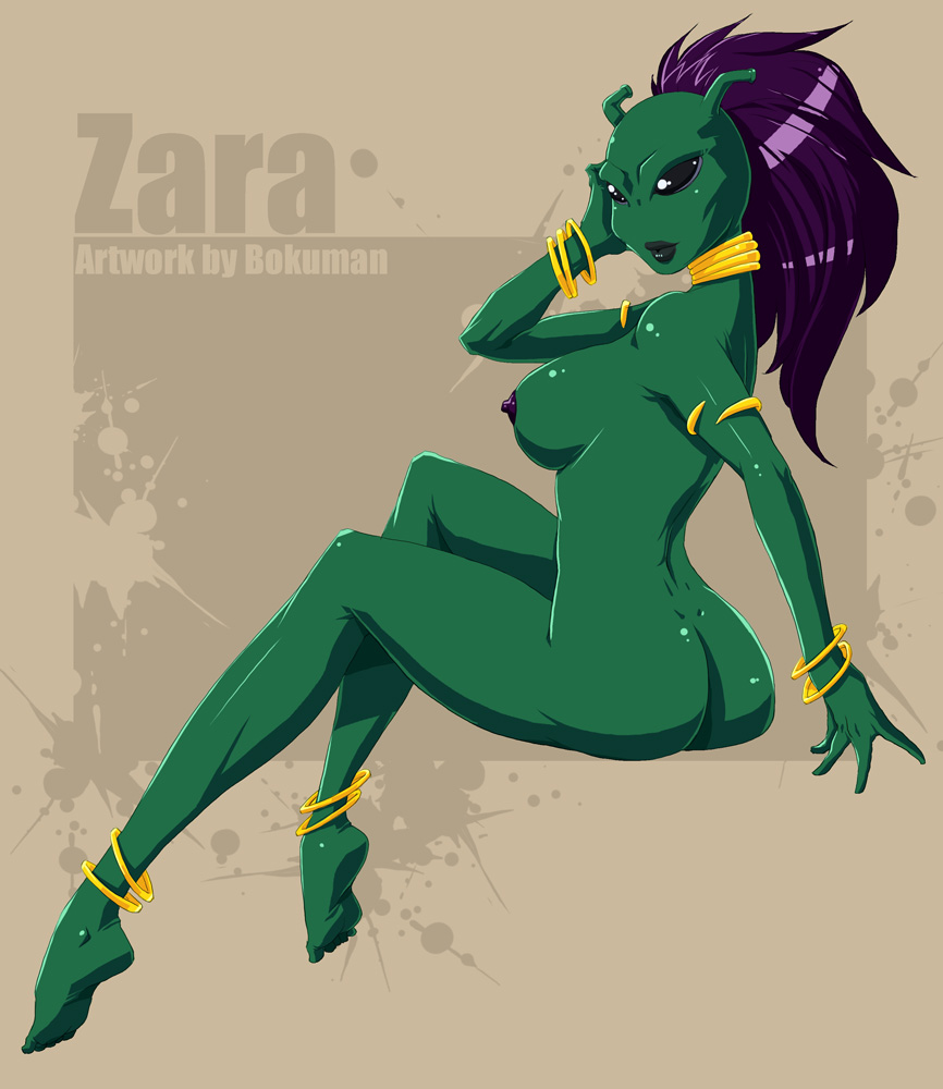 1girl alien bokuman female_only green_skin nude solo_female zara_(oc)