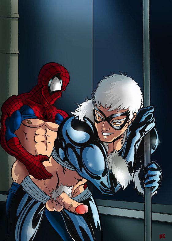 anal black_cat doggystyle erection felicia_hardy from_behind genderswap marvel penis peter_parker rule_63 spider-man spider-man_(series) yaoi