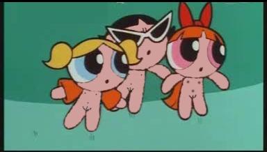 3_girls black_hair blonde_hair blossom_(ppg) blue_eyes bob_cut bubbles_(ppg) buttercup_(ppg) cartoon_network green_eyes multiple_girls nude_edit powerpuff_girls red_eyes red_hair siblings sisters tied_hair twin_tails