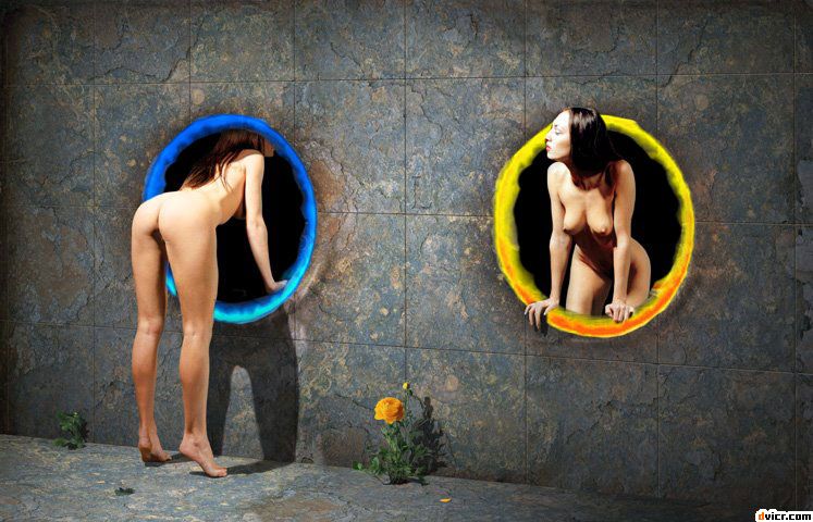 ass breasts erect_nipples flower nipples nude portal portal_(series) portal_(video_game)