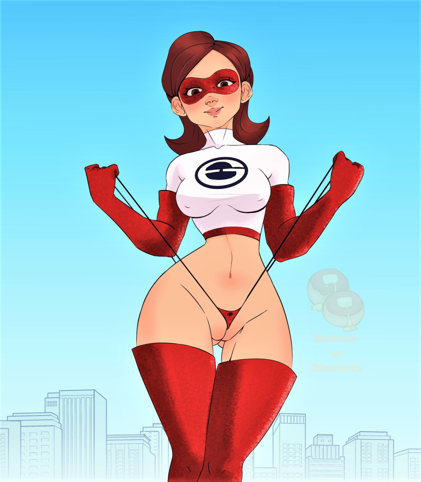 elastigirl helen_parr shaved_pussy the_incredibles thigh_high_boots thighs thong wedgie