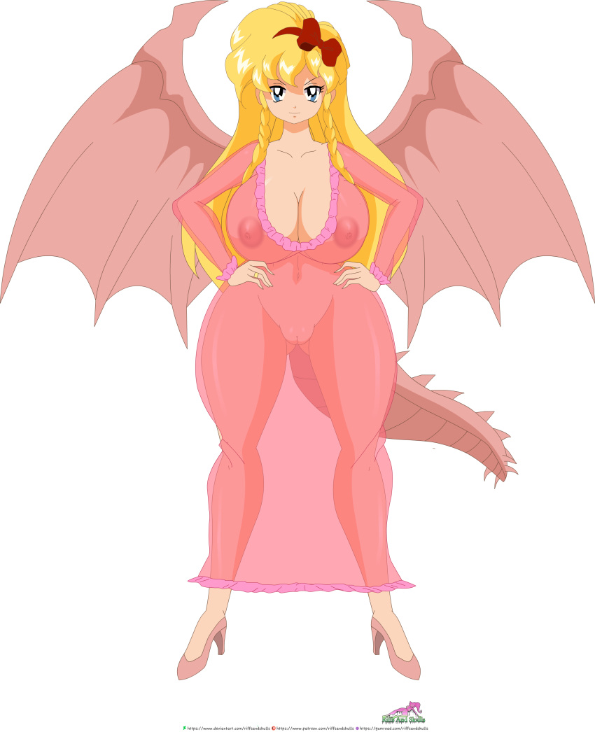 areolae ass big_ass castlevania commission dk dragon_girl dragon_tail dragon_wings female maria_renard milf nightgown nipples pumps pussy riffsandskulls rondo_of_blood solo wedding_ring