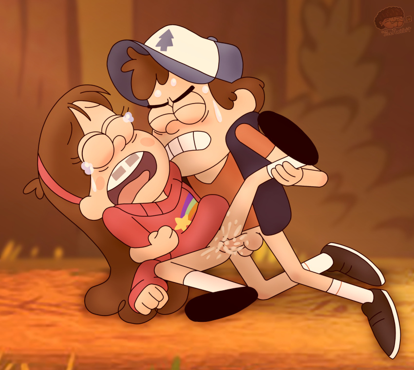 arms_held_back bottomless brother_and_sister closed_eyes creampie crying dipper_pines disney gravity_falls incest mabel_pines possible_impregnation rape rape_face the_hobbit_artist thehobbitartist twins vaginal vaginal_penetration younger_male