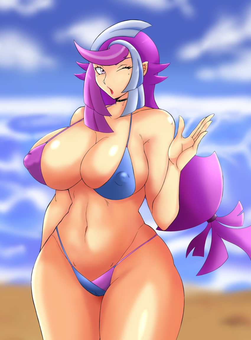 1girl beach bessho_emma bikini konami nipples sexy yu-gi-oh! yu-gi-oh!_vrains