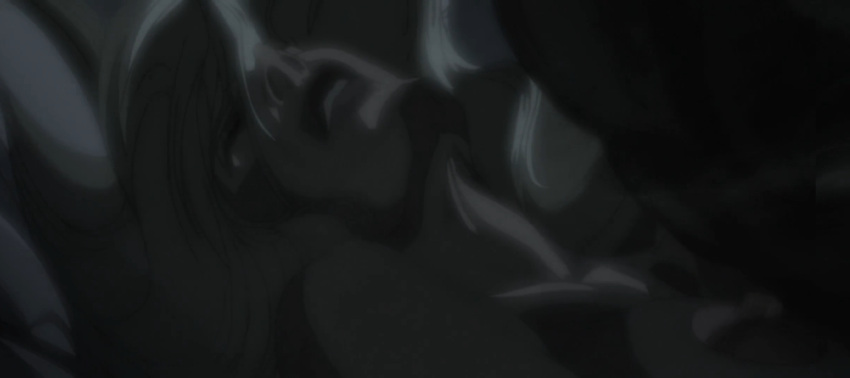 1boy 1girl areola blonde_hair breast catherine_mccall closed_eyes collarbone duke_togo female_focus golgo_13 high_resolution lips long_hair neck nipples nude parted_lips pink_lips screencap sex shoulders takao_saito