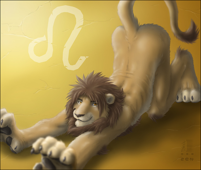 ass_up butt colors feline furry gold high_res leo lion looking_at_viewer male solo starsign stretching tail teasing zen zen_(artist)