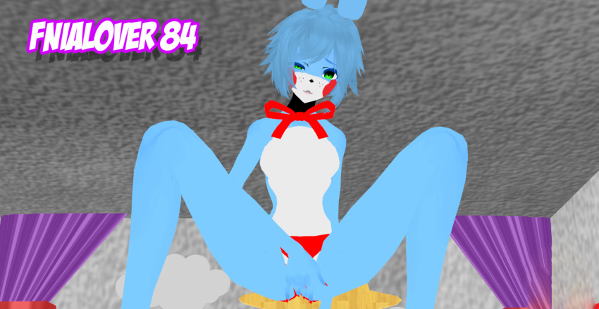blue_hair bonnie_(fnaf) bonnie_(fnia) bunny_ears bunny_girl bunny_tail cute five_nights_at_freddy's five_nights_in_anime fnia fnia_hentai furry green_eyes masturbation robot robot_girl sexy