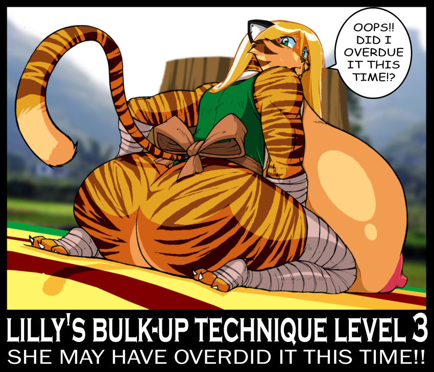 absurd_res ass big_ass big_breasts blonde_hair bottomless breasts curvy erect_nipples feline female furry giant_breasts hair highres hyper kneeling lilly_(shonuff) motivational_poster nipple original plump shonuff shonuff44 solo tiger wide_hips