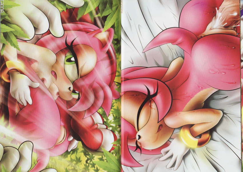 absurd_res amy_rose amy_untold anus ass back backside bed breasts closed_eyes comic cum doujin female hedgehog highres looking_at_viewer nipples penetration penis raised_tail sega sonic_(series) sonic_the_hedgehog_(series) sweat tail tc vaginal vaginal_penetration