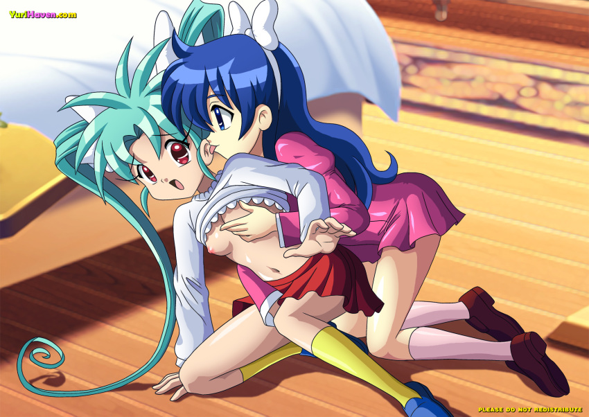 2_girls blue_hair character_request palcomix series_request stockings yuri_haven