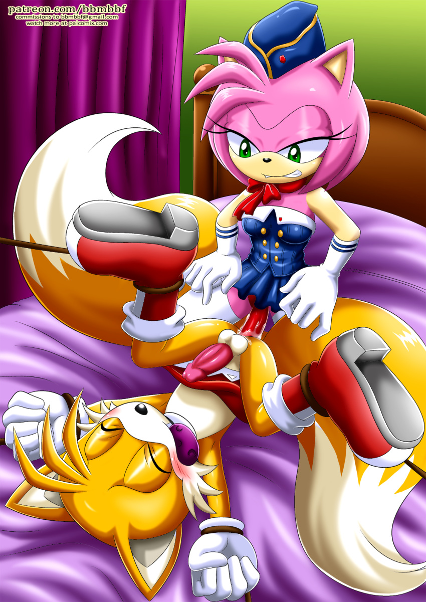 amy_rose anal_insertion ankles_tied bbmbbf blush dildo dildo_in_ass dildo_in_pussy double_dildo flight_attendant flight_attendant_outfit hands_tied male/female miles_"tails"_prower mobius_unleashed palcomix pegging pietro's_secret_club roleplay sega sonic_(series) sonic_the_hedgehog_(series)