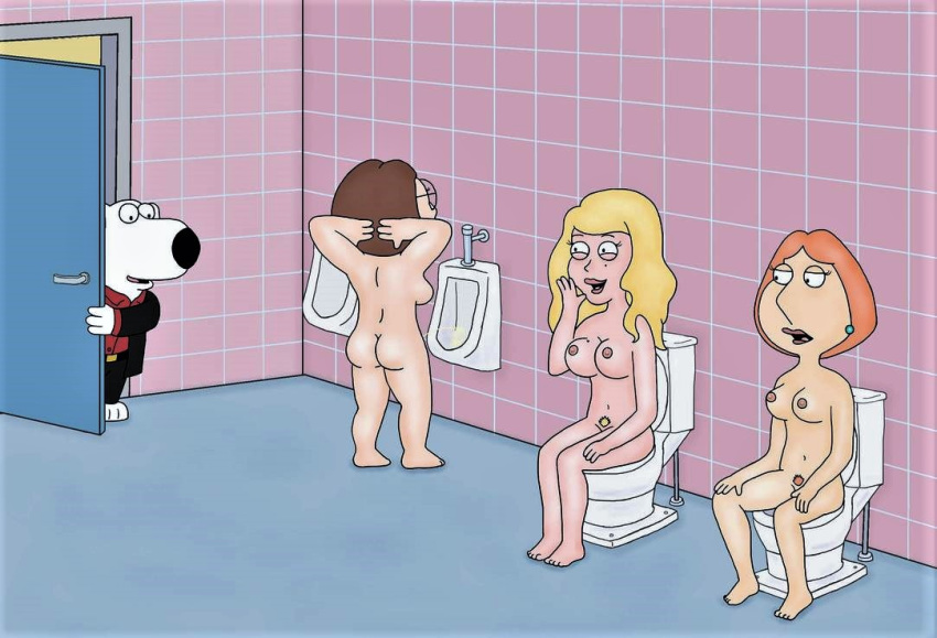 ass breasts brian_griffin family_guy glasses lois_griffin meg_griffin nipples nude peeing pubic_hair tabbypurrfume thighs toilet