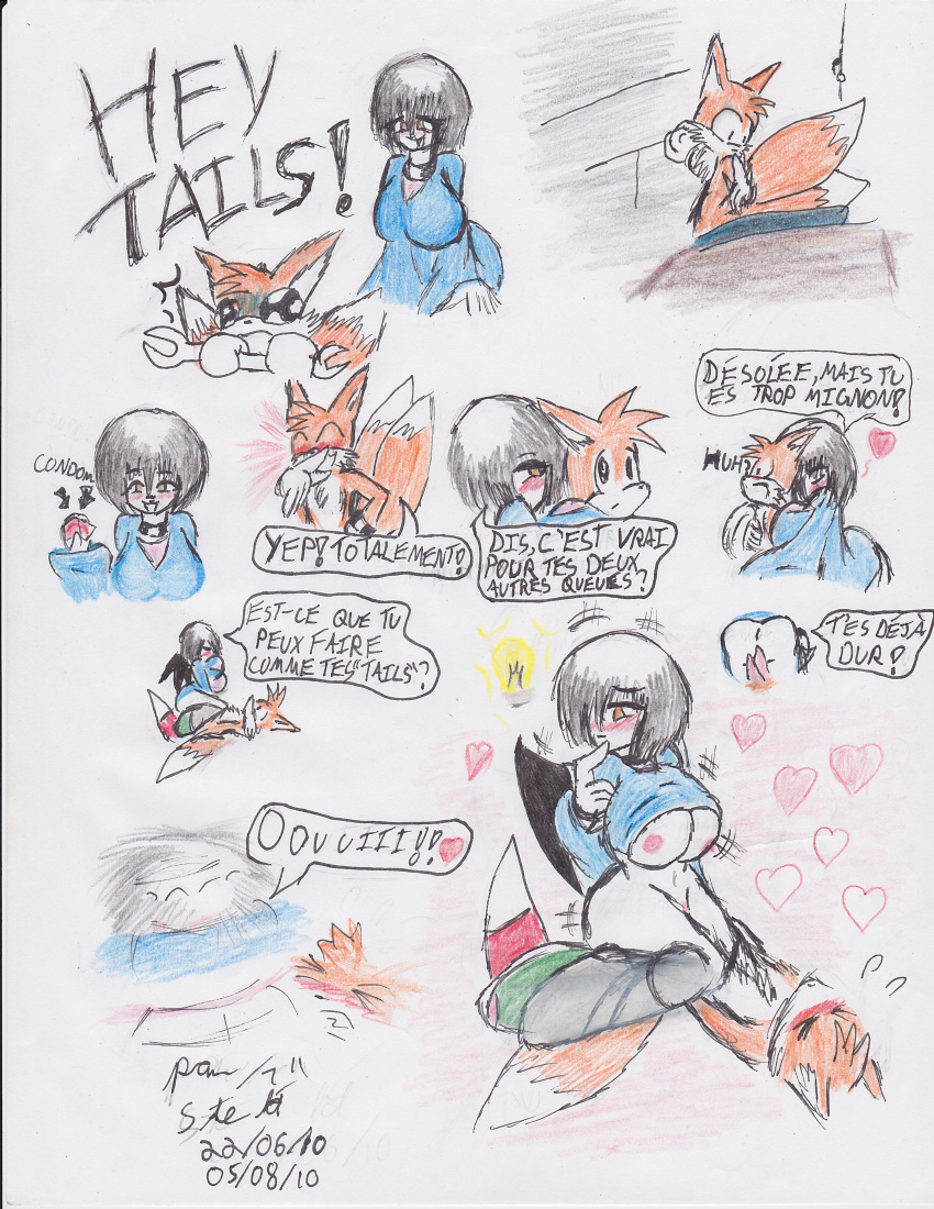 comic diphallism double_penetration double_penis girl_on_top interspecies miles_"tails"_prower multiple_tails short_hair sonic streled streled_(artist) tail text turn_aroung wtf