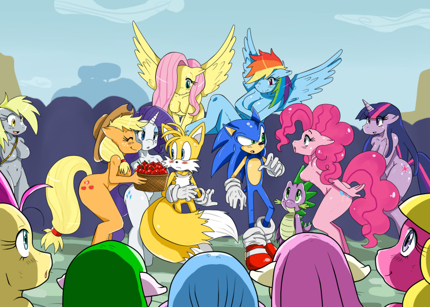 applejack applejack_(mlp) aqua_eyes blonde_hair blue_body blue_eyes blue_fur breasts brown_hair canine cross-eyed crossover cutie_mark derpy_hooves dragon earth_pony equid equine female fluttershy fluttershy_(mlp) fox friendship_is_magic green_eyes hair hasbro hedgehog high_res hooves horn horns horse male miles_"tails"_prower mobian multiple_tails my_little_pony pegasus pink_body pink_fur pink_hair pink_mane pink_tail pinkamena_(mlp) pinkie_pie pinkie_pie_(mlp) pony purple_eyes purple_mane rainbow_dash rainbow_dash_(mlp) rainbow_hair rainbow_mane rainbow_pattern rainbow_tail rarity rarity_(mlp) red_eyes scalie sega sonic_the_hedgehog spike spike_(mlp) sssonic2 tail twilight_sparkle unicorn white_body white_fur wings yellow_body yellow_eyes yellow_fur yellow_tail
