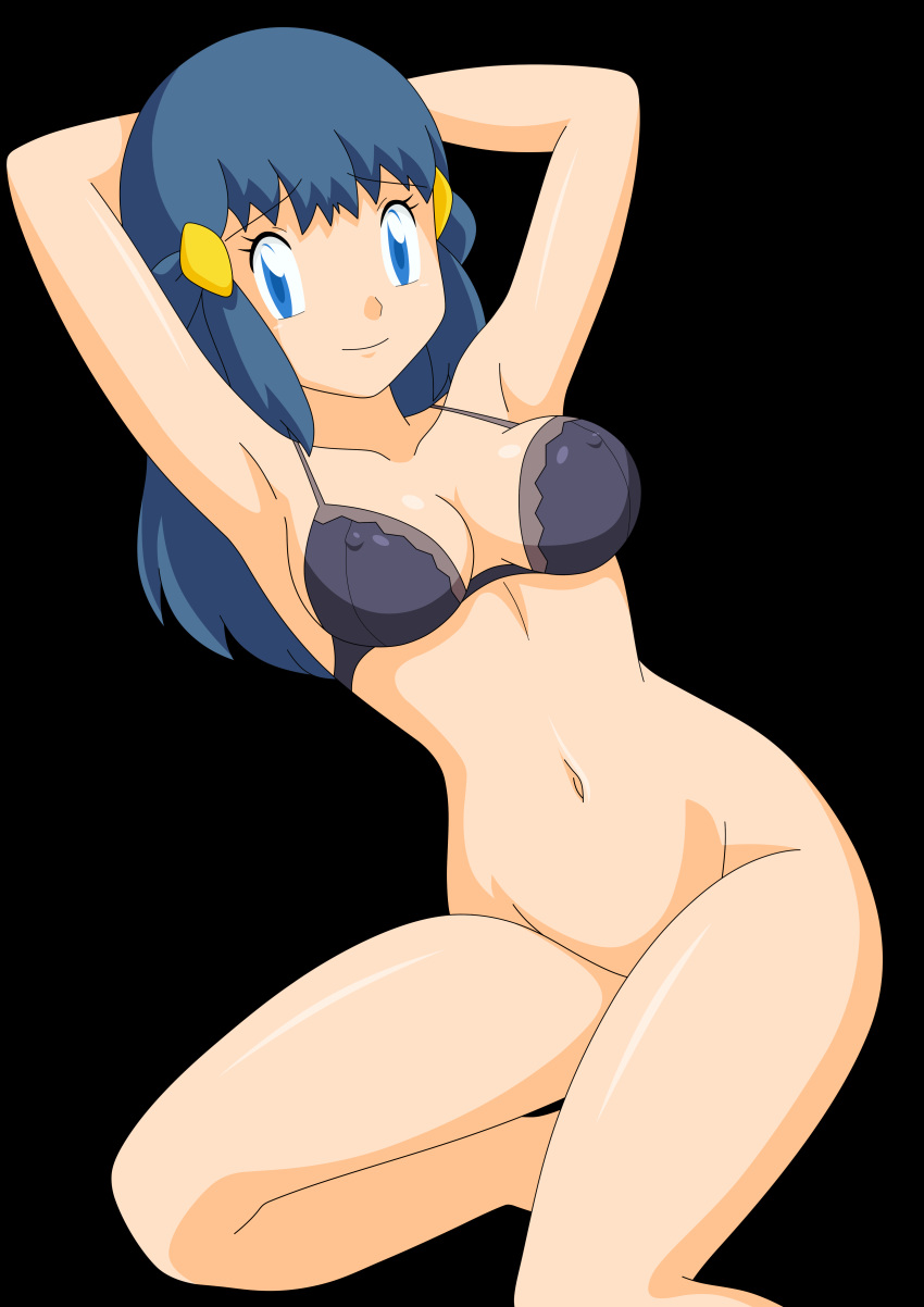 1girl 1girl 1girl absurd_res alluring ass blue_eyes blue_hair bottomless bra breasts dawn dawn dawn_(pokemon) female_human female_only high_res human insanely_hot legs long_blue_hair long_hair naked_from_the_waist_down nintendo photoshop pokemon smile thighs transparent_background vector_trace zel-sama