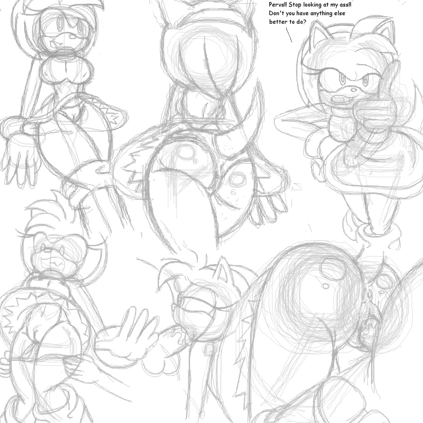 amy_rose anthro anus ass boots bracelet bubble_butt cum embarrassing from_behind furry gloves hairband hairless_pussy jewelry looking_down oral panties panties_around_legs pussy sega short_hair sonic surprise text thong underwear upskirt vaginal