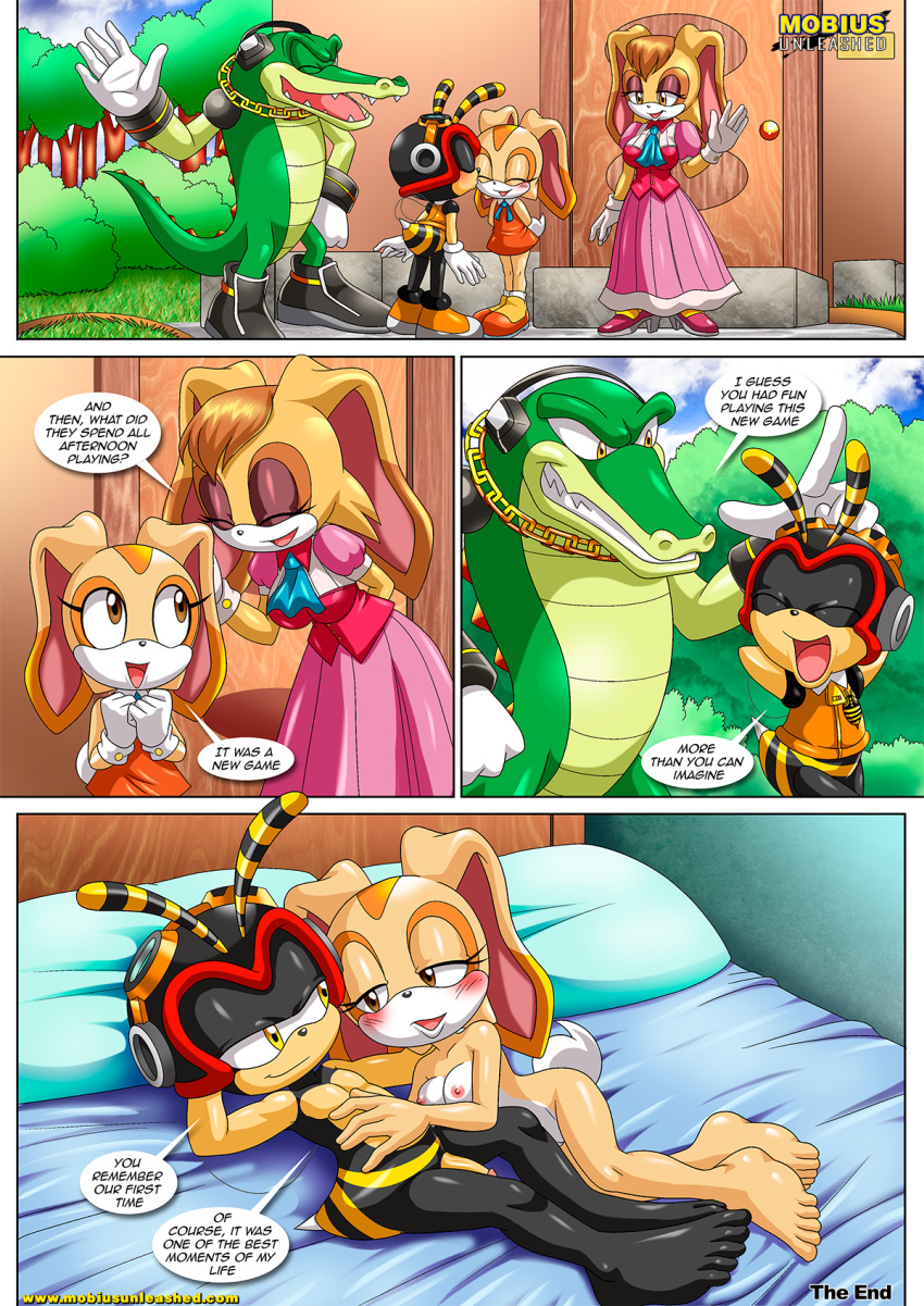 a_new_play bbmbbf charmy_bee cream_the_rabbit mobius_unleashed palcomix sega sonic_(series) sonic_the_hedgehog_(series) vanilla_the_rabbit vector_the_crocodile