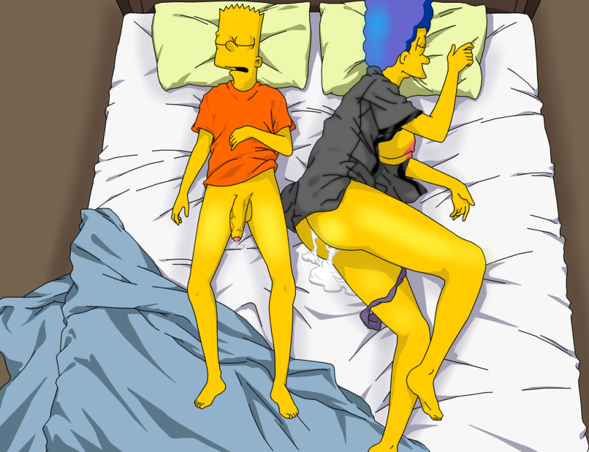 bart_simpson bottomless breasts child cum cum_from_pussy evilweazel_(artist) incest marge_simpson mom_son mother's_duty mother_and_son penis shota shotacon the_simpsons yellow_skin