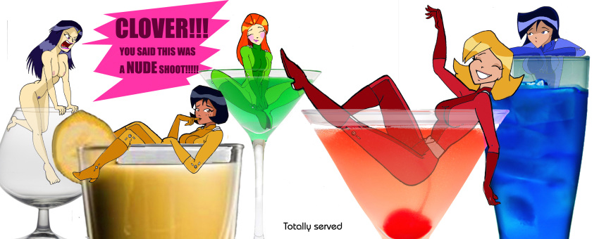 alcohol alex_(totally_spies) clover_(totally_spies) high_res inspector97 mandy_(totally_spies) mandy_luxe older older_female sam_(totally_spies) totally_spies young_adult young_adult_female young_adult_woman