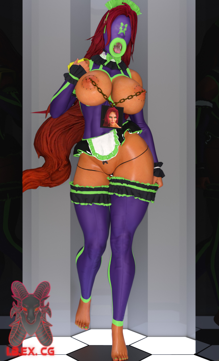 1girl dc_comics huge_ass huge_breasts ibex-cg implied_transformation jimmyyu koriand'r nipples sex_slave starfire teen_titans thick_thighs transformation wide_hips