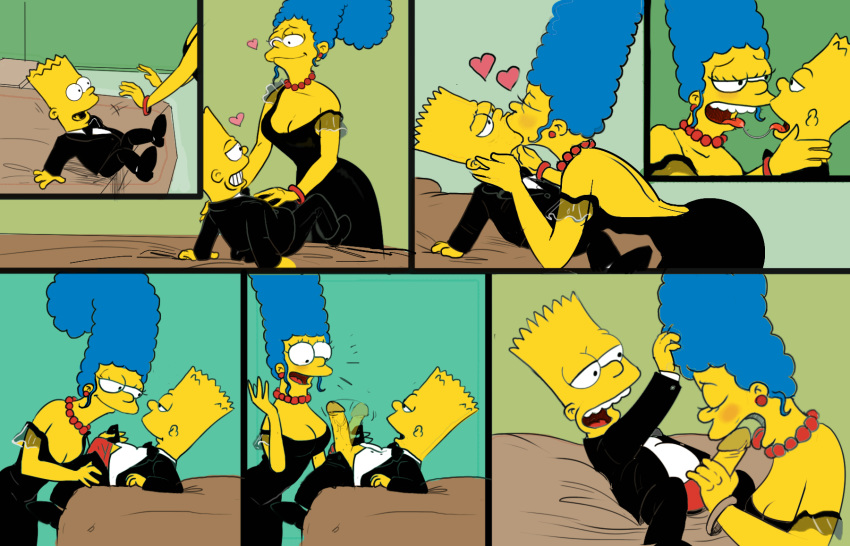 bart_simpson blue_hair fauno_artifex incest marge_simpson mother_and_son pearls source_request the_simpsons yellow_skin