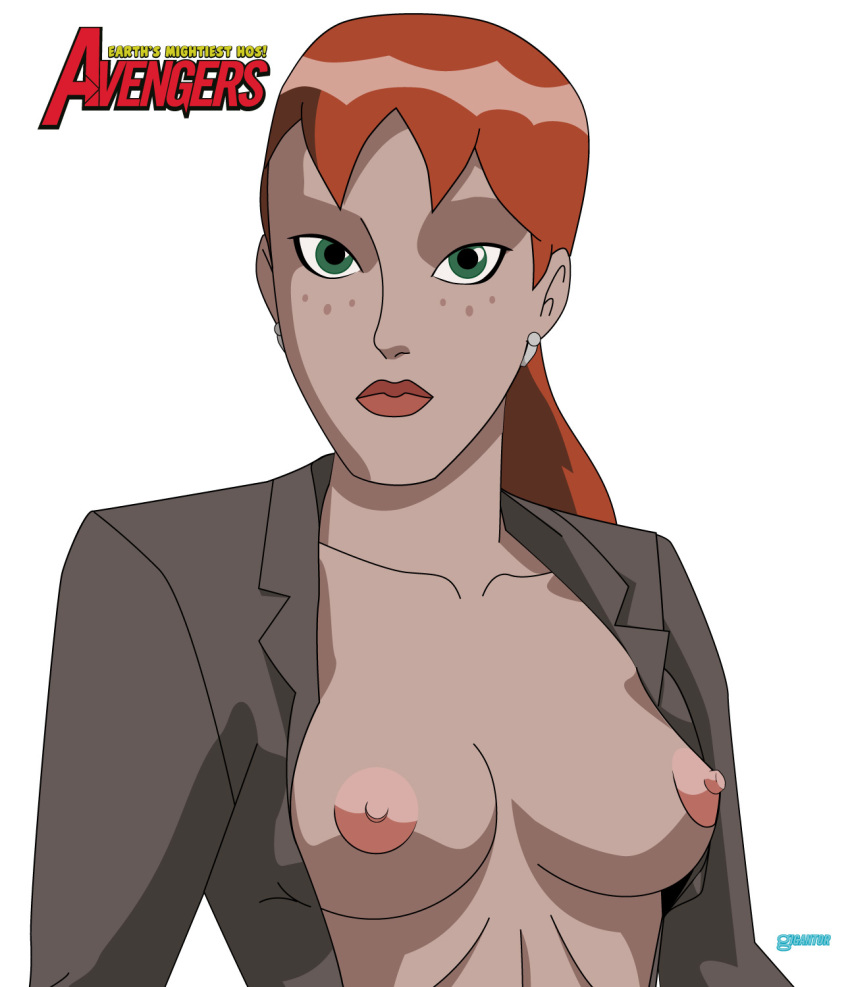 avengers breasts freckles gigantor_(artist) iron_man marvel open_shirt pepper_potts the_avengers:_earth's_mightiest_heroes topless