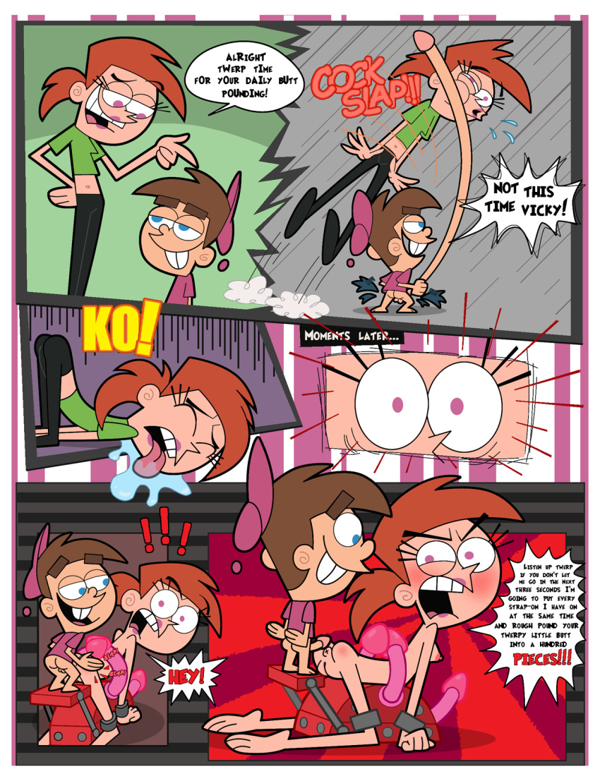 big_penis bondage comic darkstar doggy_position from_behind looking_back penis rape sex_toy spanking the_fairly_oddparents timmy_turner vicky vicky_(fop)