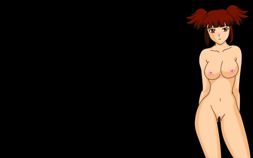 breasts brown_hair desktop hentai mayuka nude solo standing wallpaper