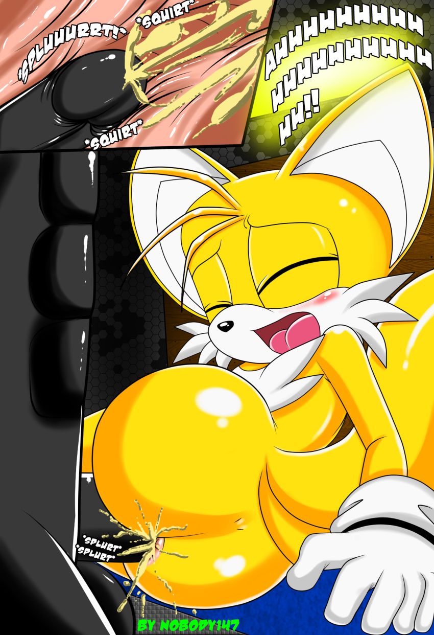 anal canine cub cum cum_inside cute fox furry male male/male male_only miles_"tails"_prower multiple_tails nobody147 nobody147_(artist) sega sonic sonic_(series) tail yaoi young